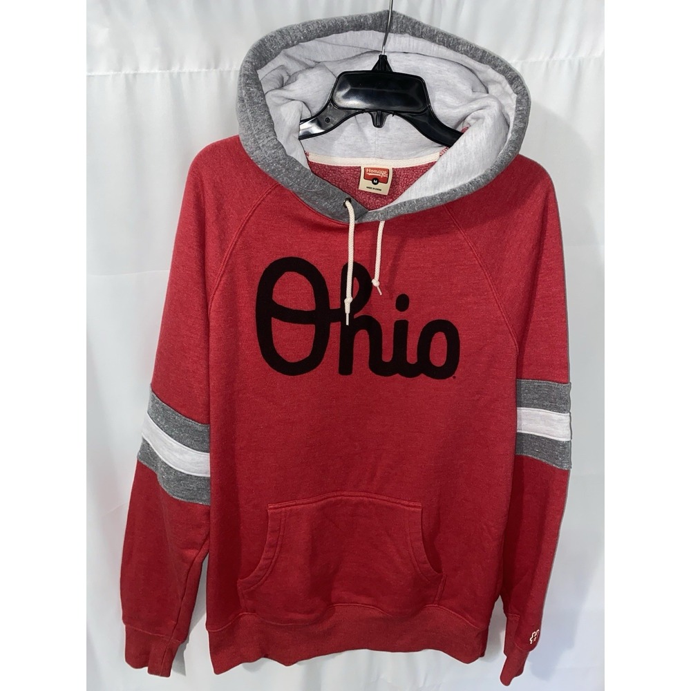 Homage Ohio State Buckeyes Script Ohio Red Hoodie Hooded Sweatshirt Medium